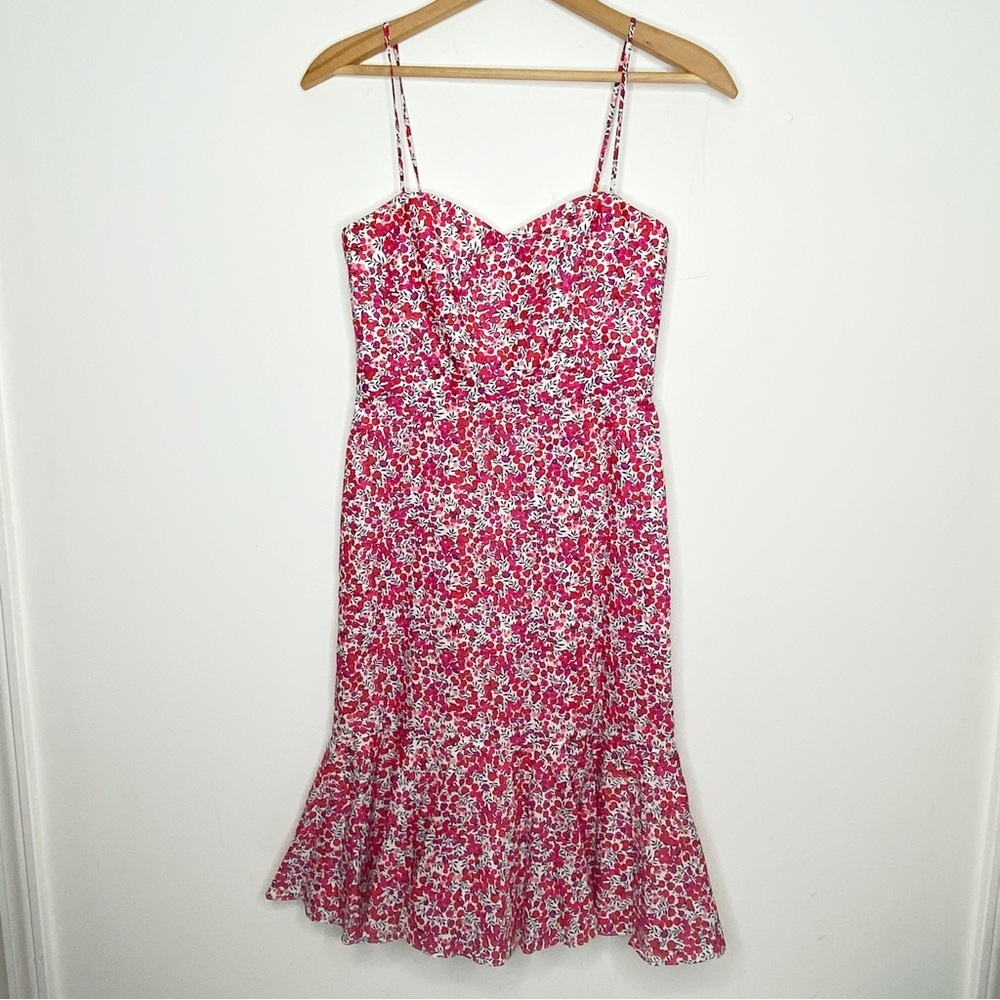 J.Crew size 0 Petite Liberty Fabric Floral Dress Red